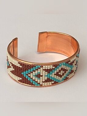 Copper Seed Beaded Bracelet Cuff